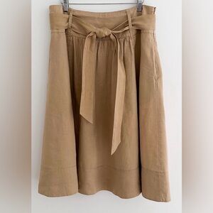 Jones New York Linen Skirt in Camel Tan with Tie Waist